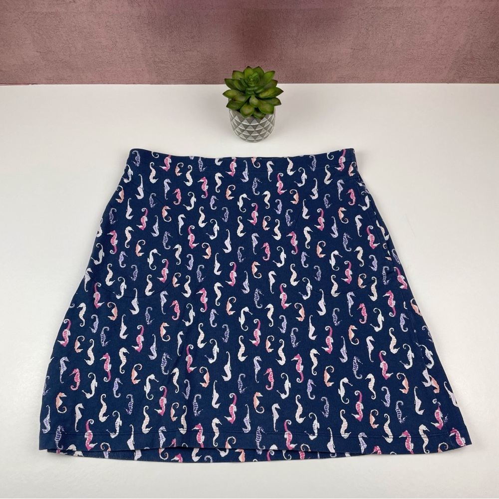 J. Jill Blue Pink White Seahorse Beach Skirt Women Small Petite